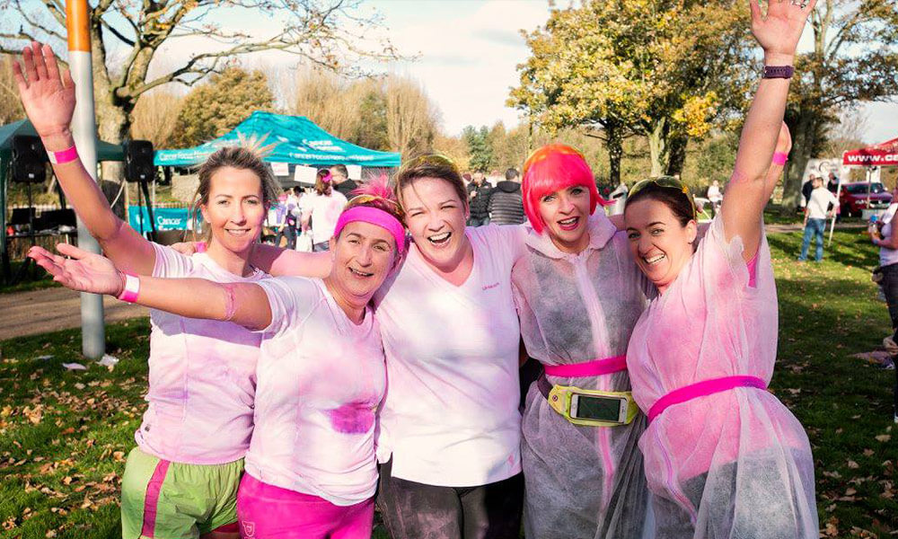 Ladies dressed in pink for the run