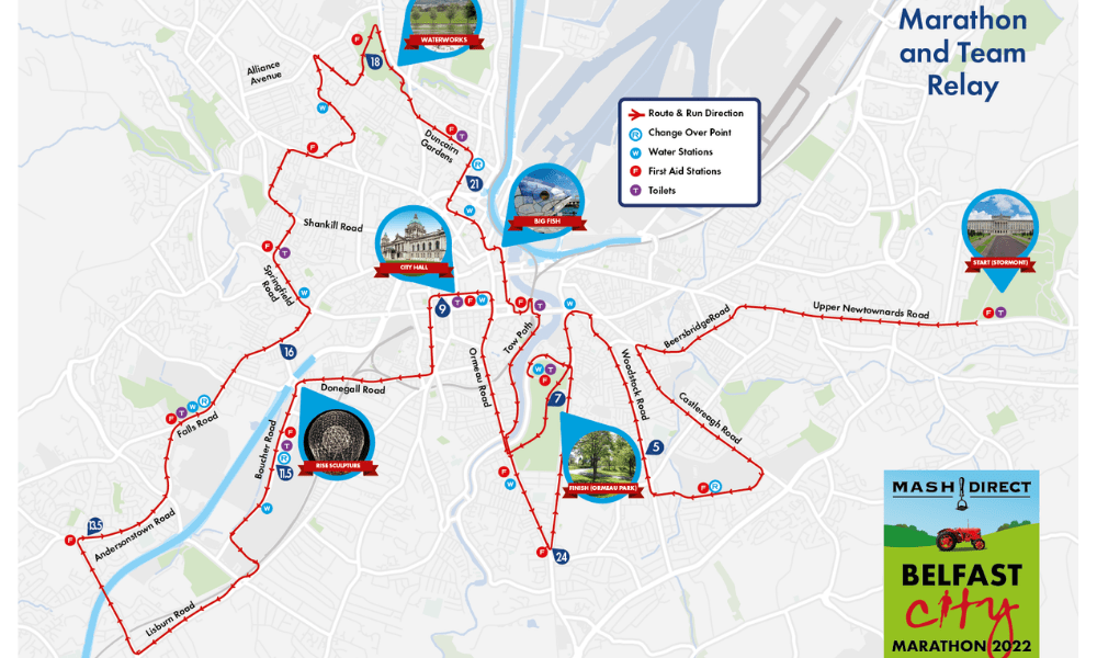 Belfast City Marathon map