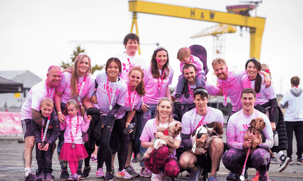 Ladies dressed in pink for the run